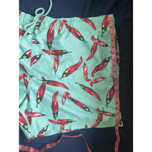 George Men’s 3XL Swim Trunks Mint Green Red Chili Pepper Mesh Lined Shorts 48-50